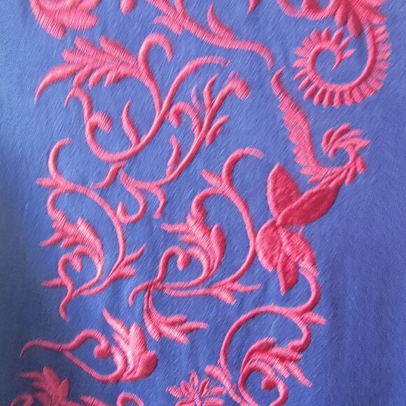 diama ntine premium womens embroidered tunic top size M chinese button knot boho - Picture 5 of 9